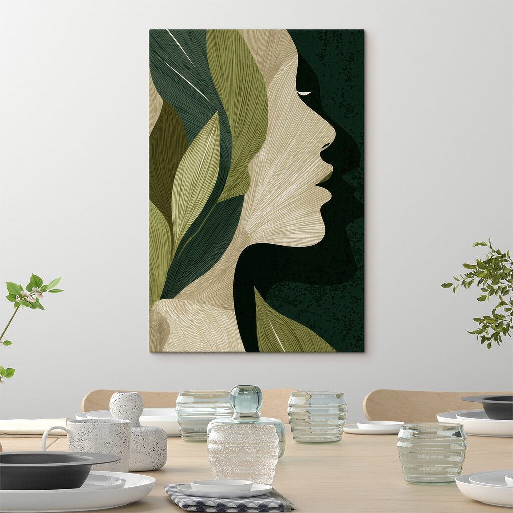 Woman's face with leaves