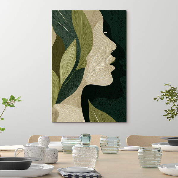 Woman's face with leaves