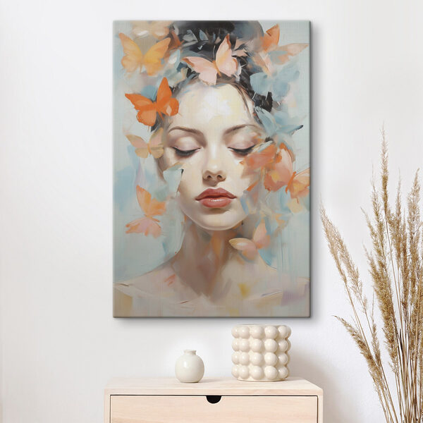 Woman with butterflies around her face Woman with butterflies around her face