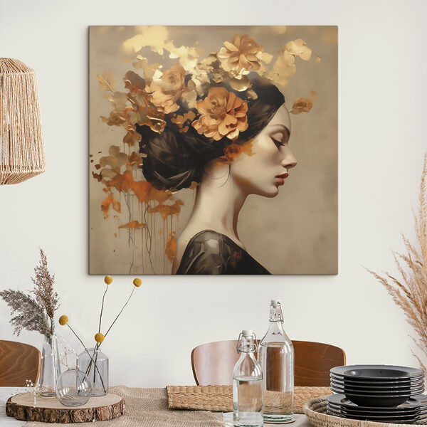 Painting of a woman with flowers in her hair