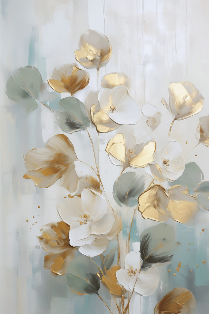 Painting of flowers on a white background