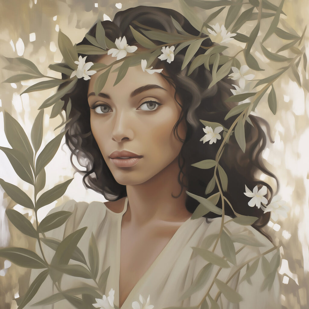 Woman with flowers in her hair Woman with flowers in her hair