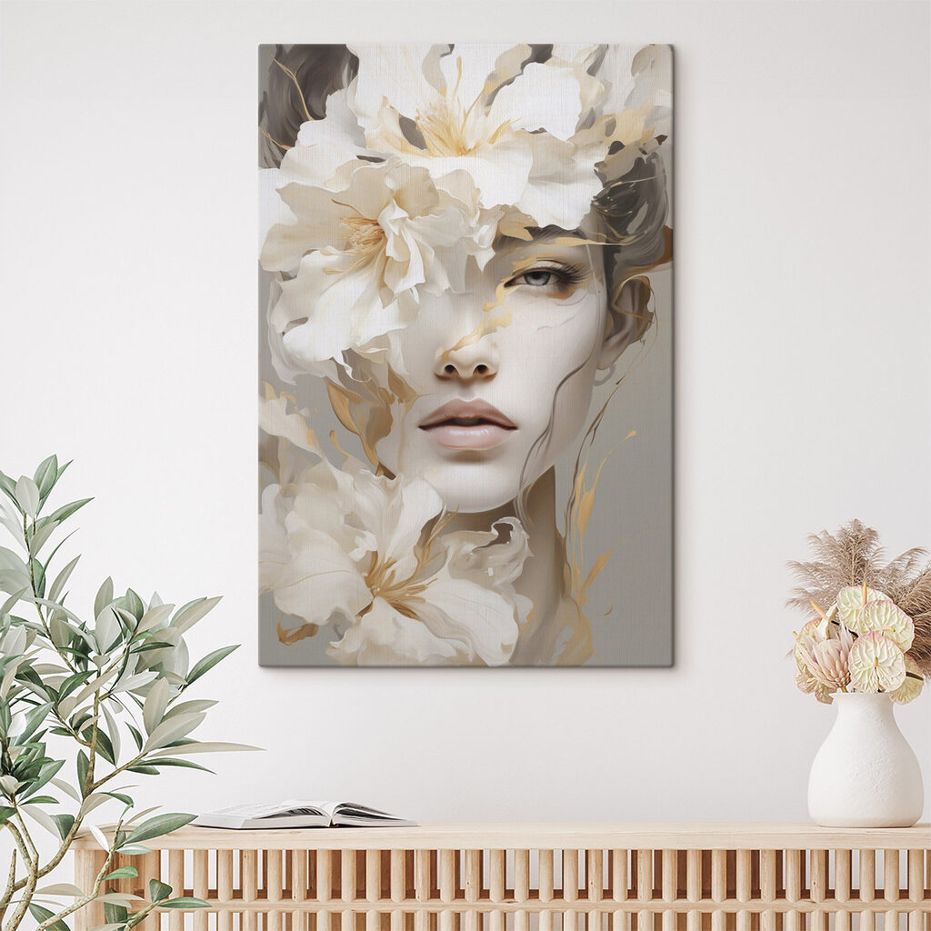 Woman with flowers on her face Woman with flowers on her face