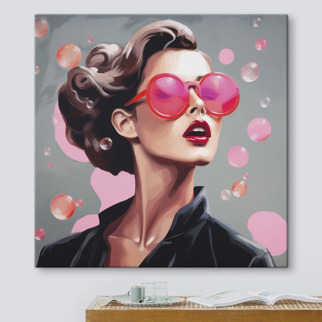 Woman wearing pink sunglasses Woman wearing pink sunglasses