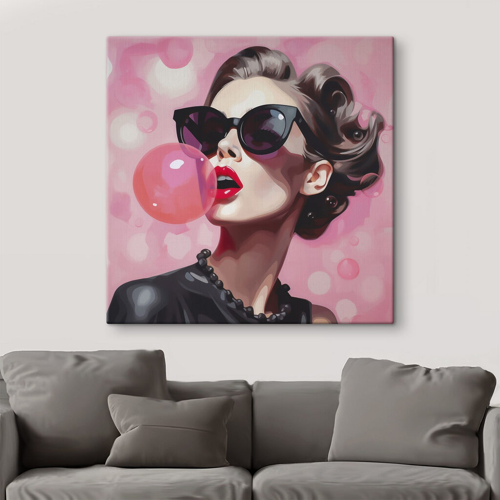 Woman blowing a bubble
