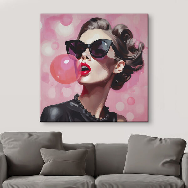 Woman blowing a bubble