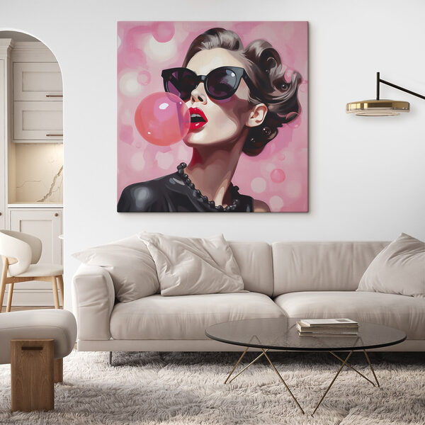 Woman blowing a bubble