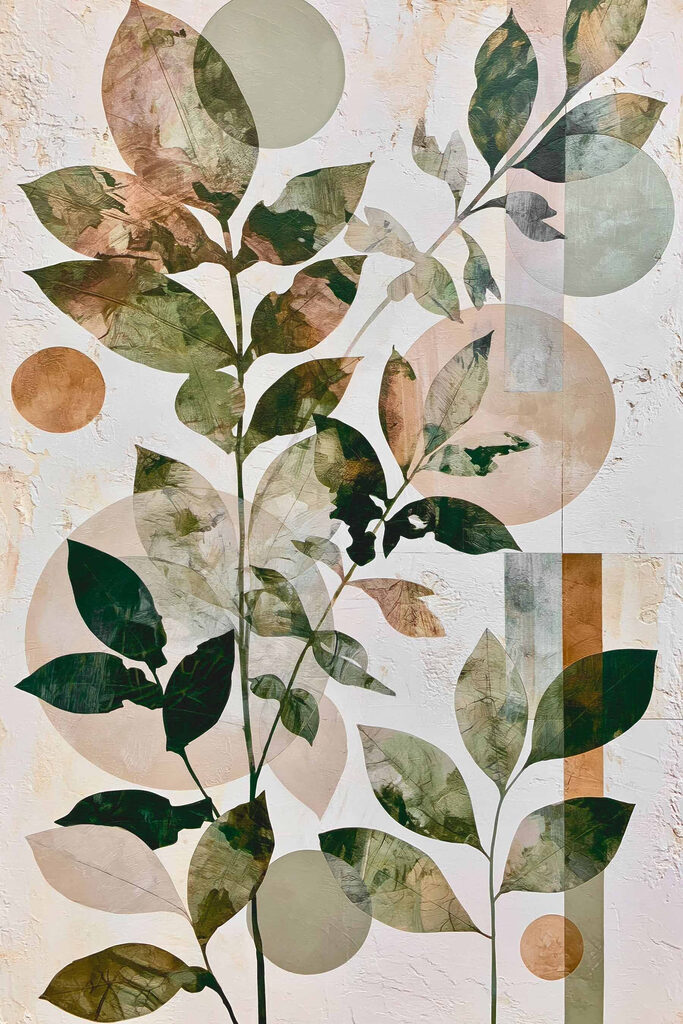 Painting of leaves and circles Painting of leaves and circles