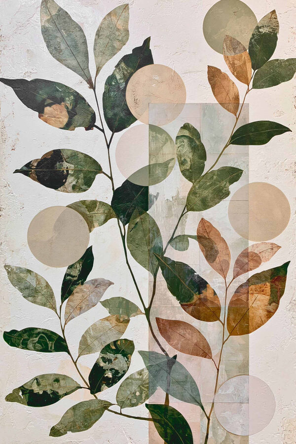 Painting of leaves and circles Painting of leaves and circles