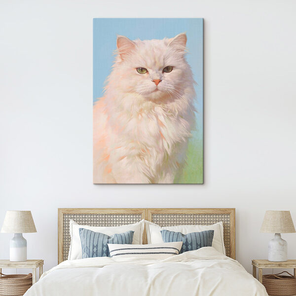 White cat with green eyes