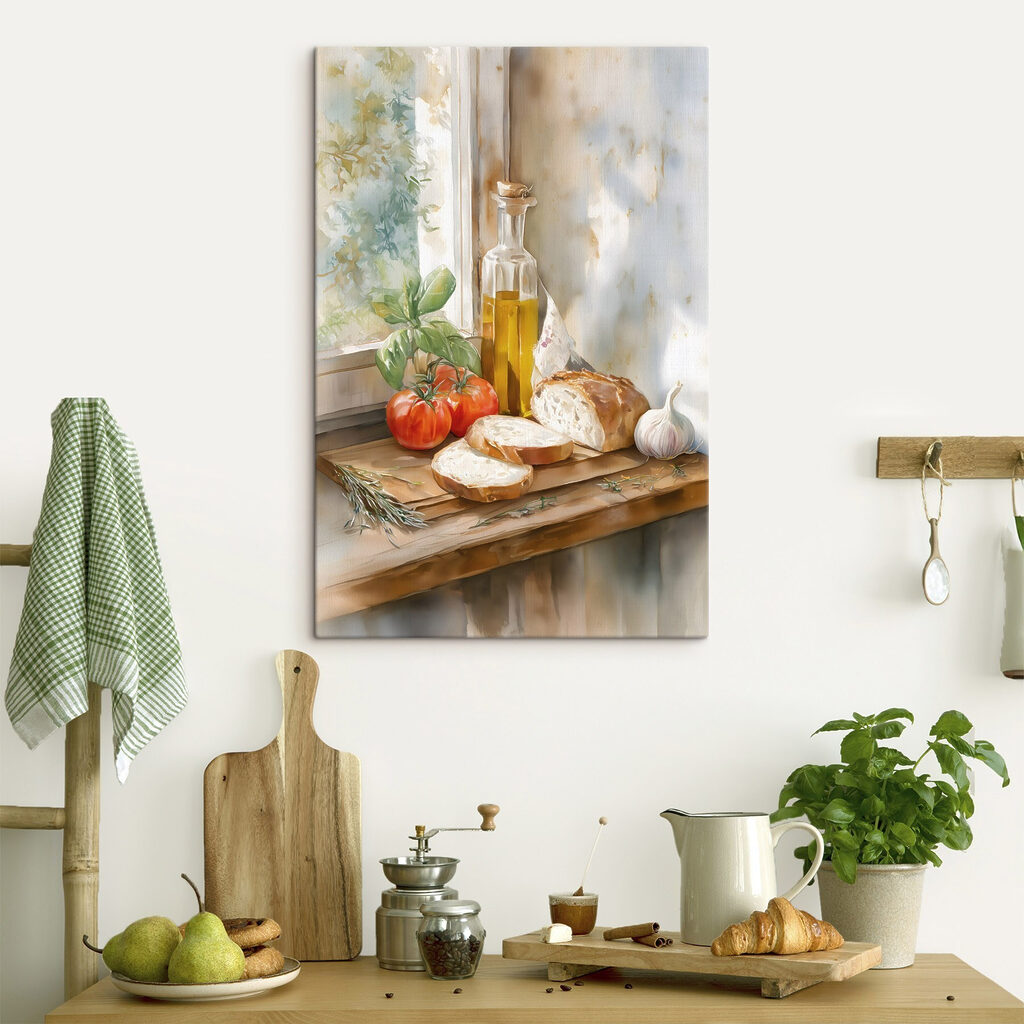 Painting of food on a table