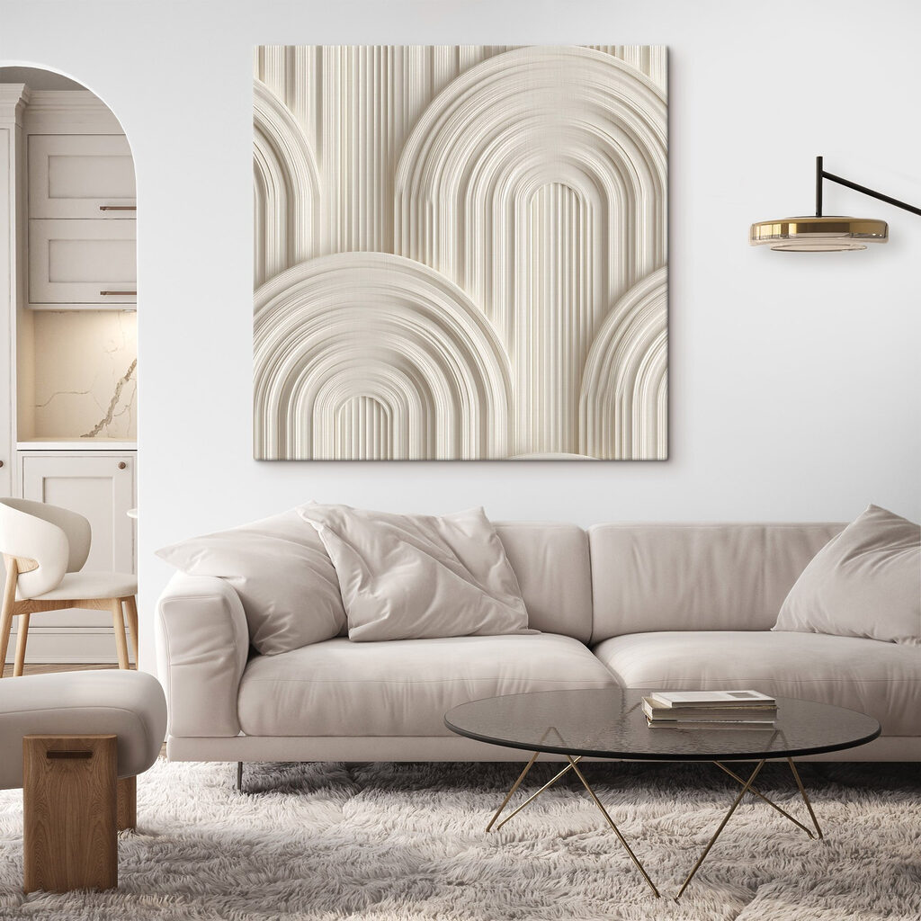 White wall with curved shapes White wall with curved shapes