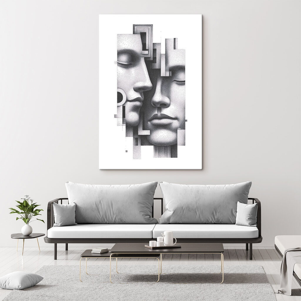 Black and white image of two faces Black and white image of two faces