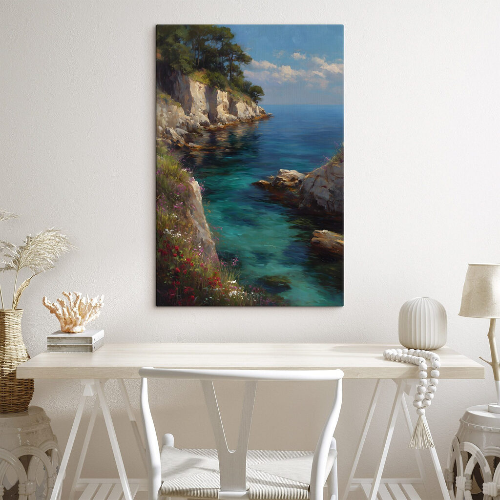 Painting of a body of water Painting of a body of water