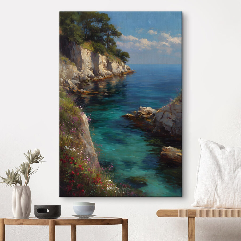 Painting of a body of water Painting of a body of water