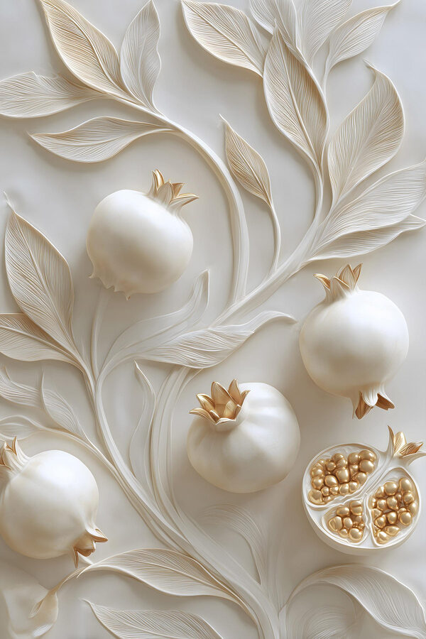 Graceful pomegranate design with leaves Graceful pomegranate design with leaves