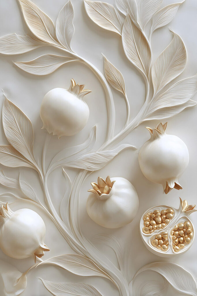 Graceful pomegranate design with leaves Graceful pomegranate design with leaves
