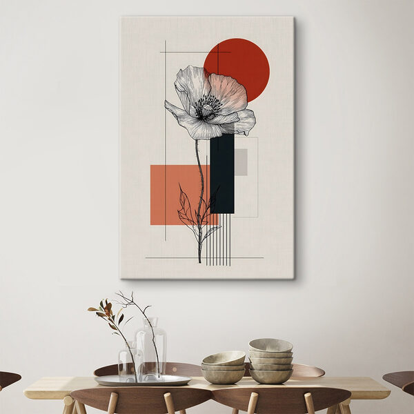 Flower with a stem and a red circle Flower with a stem and a red circle