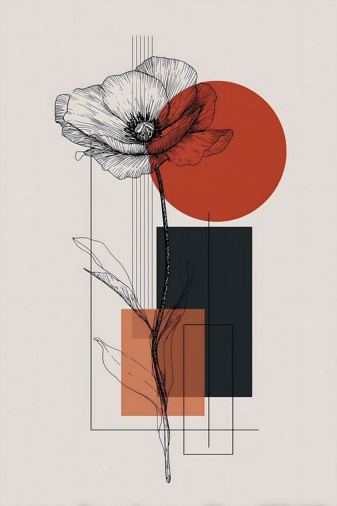 Flower with a stem and a red circle