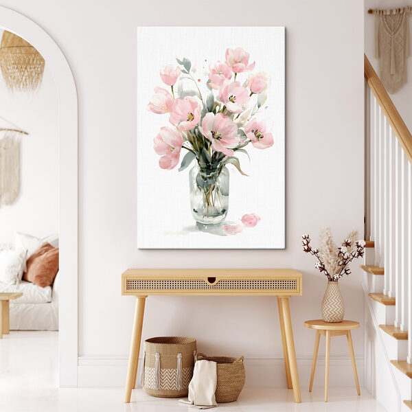 Watercolor of flowers in a glass vase Watercolor of flowers in a glass vase