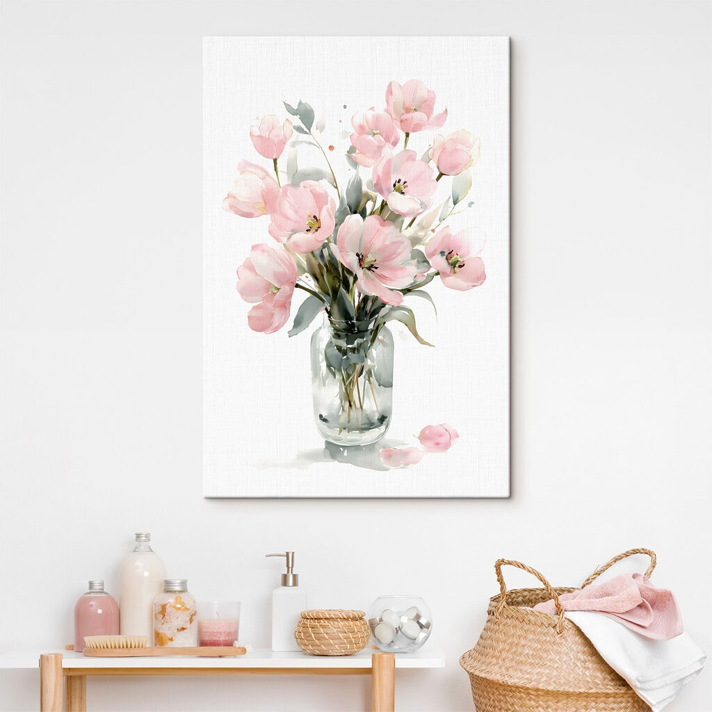 Watercolor of flowers in a glass vase Watercolor of flowers in a glass vase