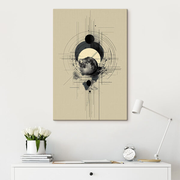 Wandbilder Black and white drawing of a moon and circles (Artikelnummer: s49332) Wandbilder Black and white drawing of a moon and circles (Artikelnummer: s49332)