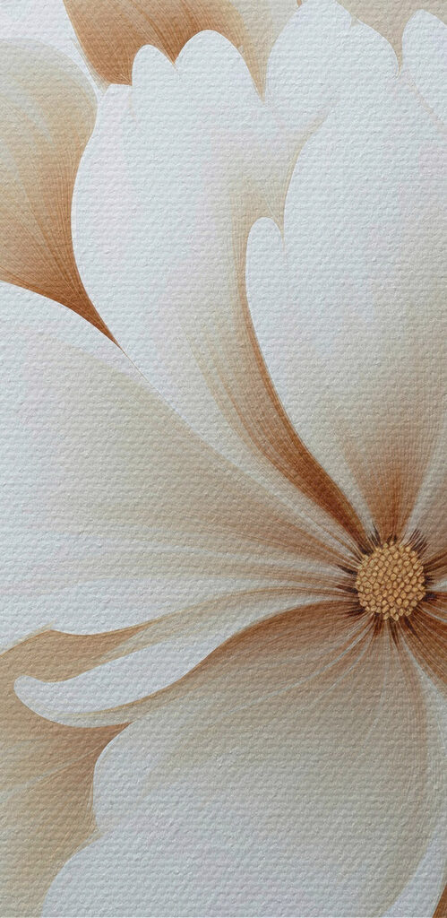 White flower with brown leaves White flower with brown leaves