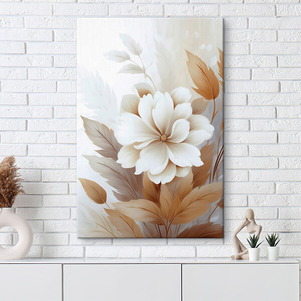 White flower with brown leaves White flower with brown leaves