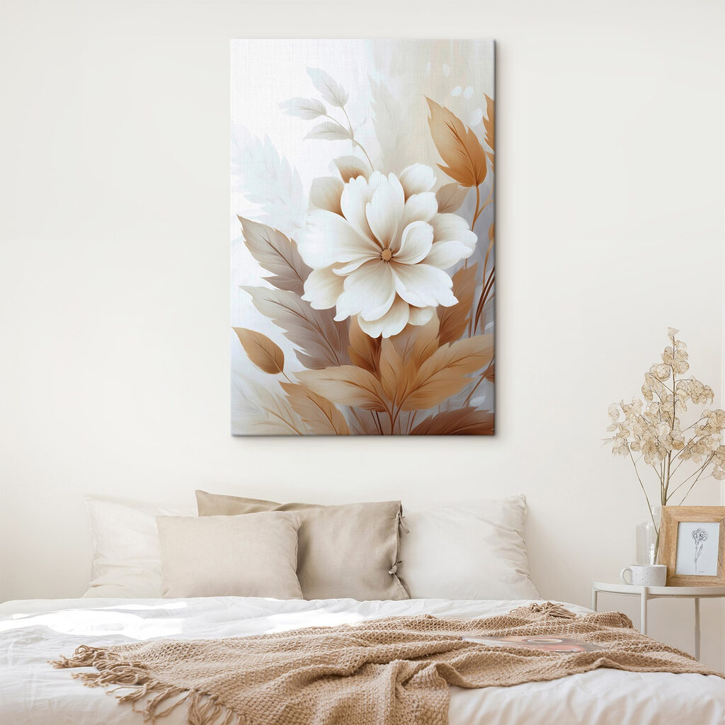 White flower with brown leaves White flower with brown leaves