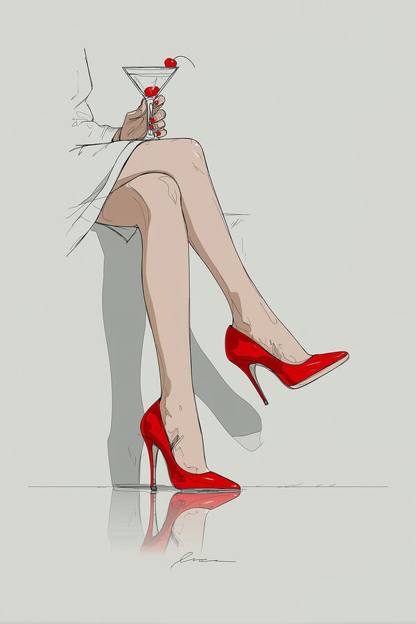 Woman's legs in red high heels Woman's legs in red high heels