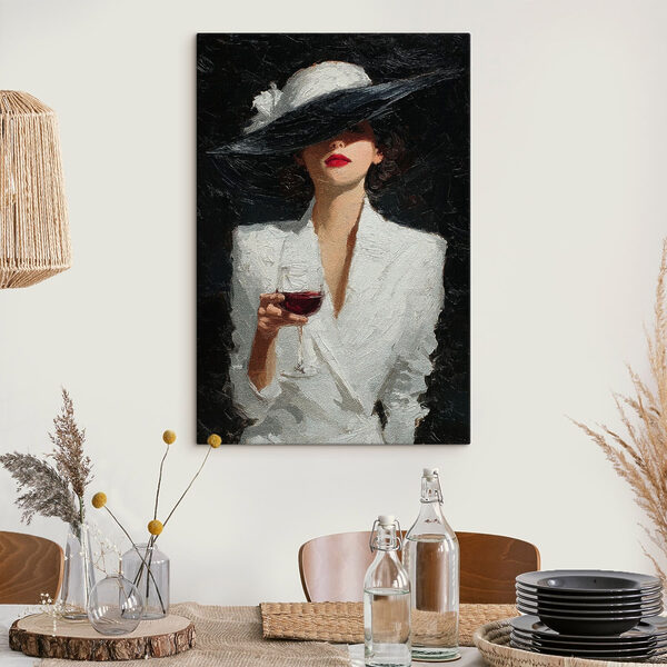 Woman wearing a hat and holding a glass of wine Woman wearing a hat and holding a glass of wine