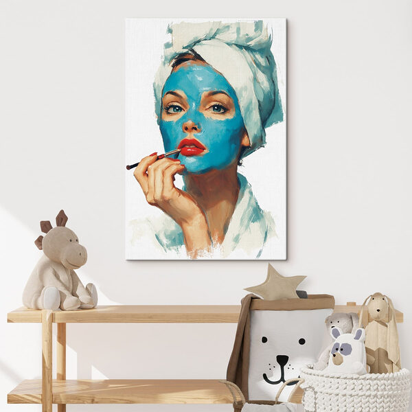 Woman with a blue mask on her face Woman with a blue mask on her face