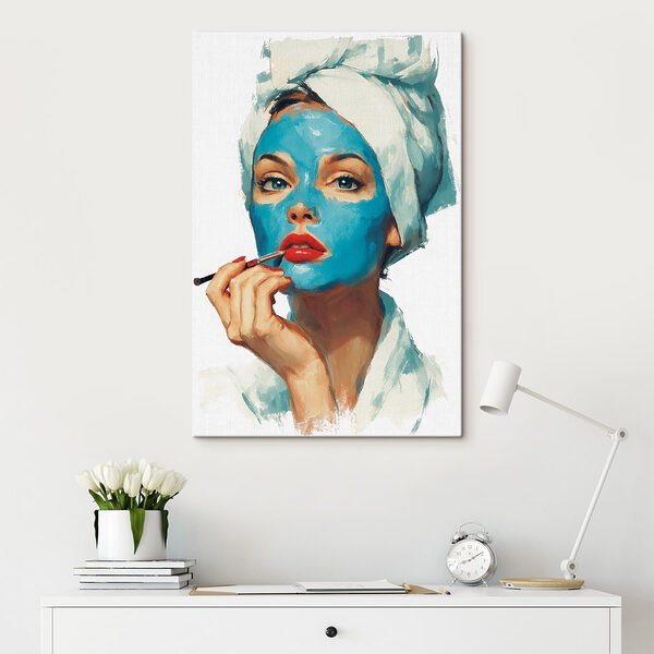 Woman with a blue mask on her face Woman with a blue mask on her face