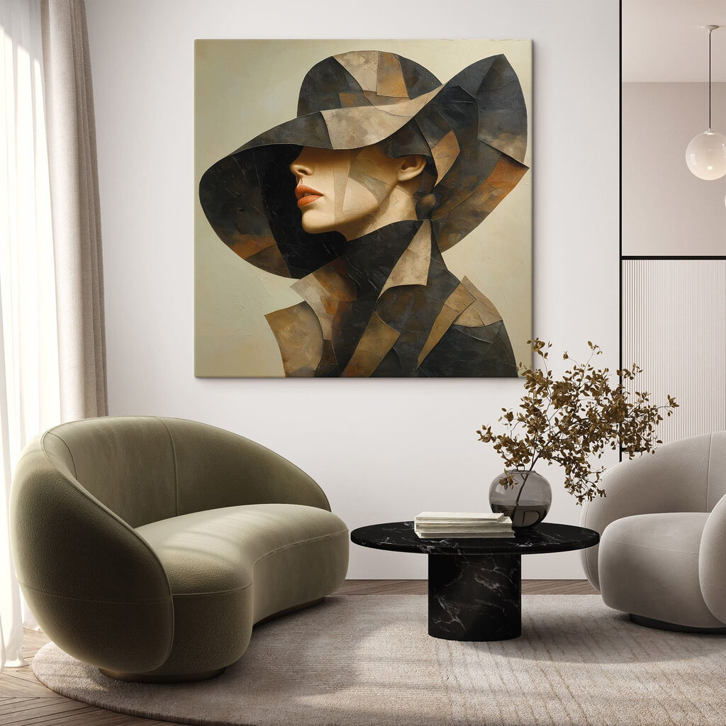Painting of a woman wearing a hat