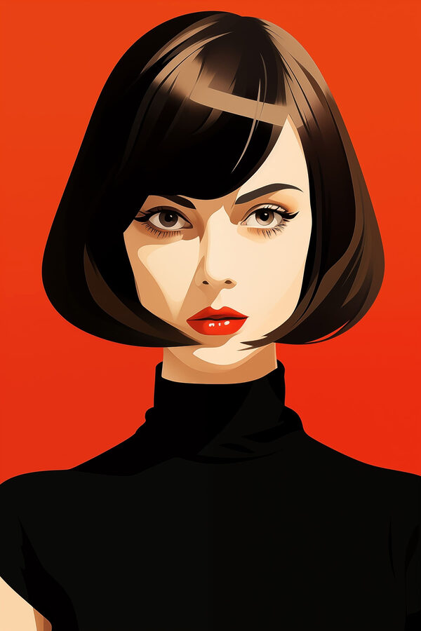 Woman with short black hair