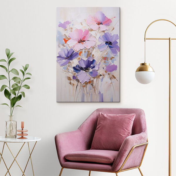 Painting of flowers on a white surface Painting of flowers on a white surface