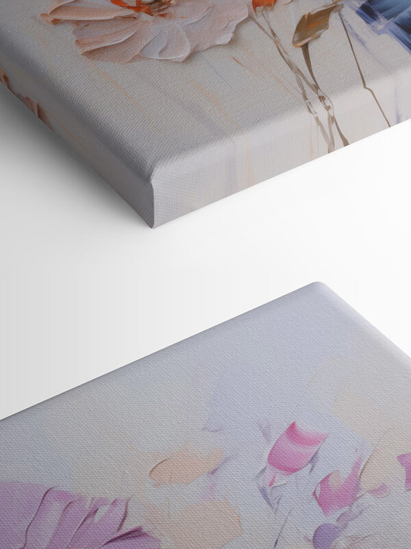 Painting of flowers on a white surface Painting of flowers on a white surface
