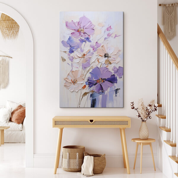 Painting of flowers on a white surface Painting of flowers on a white surface