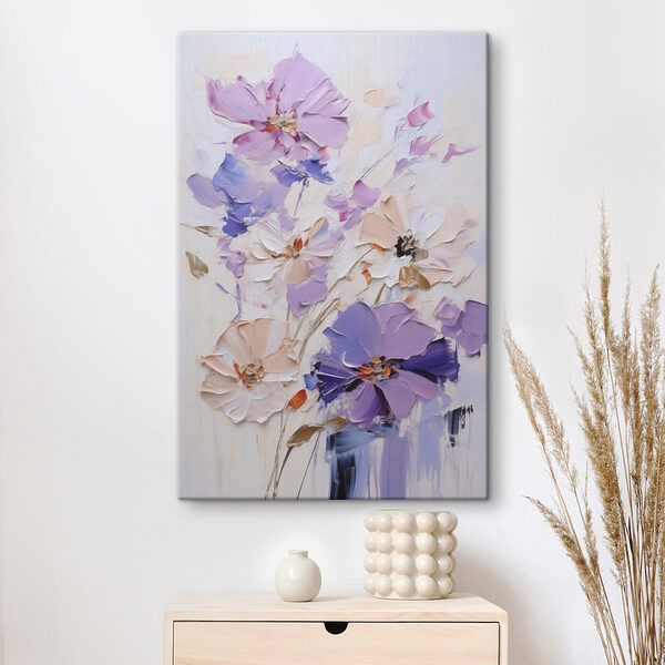Painting of flowers on a white surface Painting of flowers on a white surface