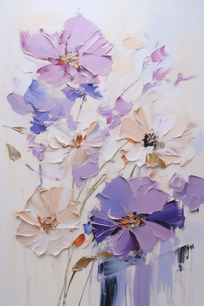 Painting of flowers on a white surface Painting of flowers on a white surface