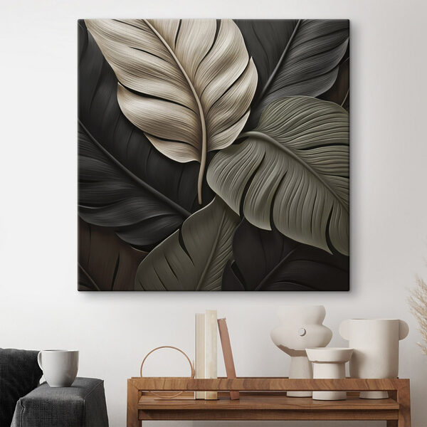 Group of black and white leaves