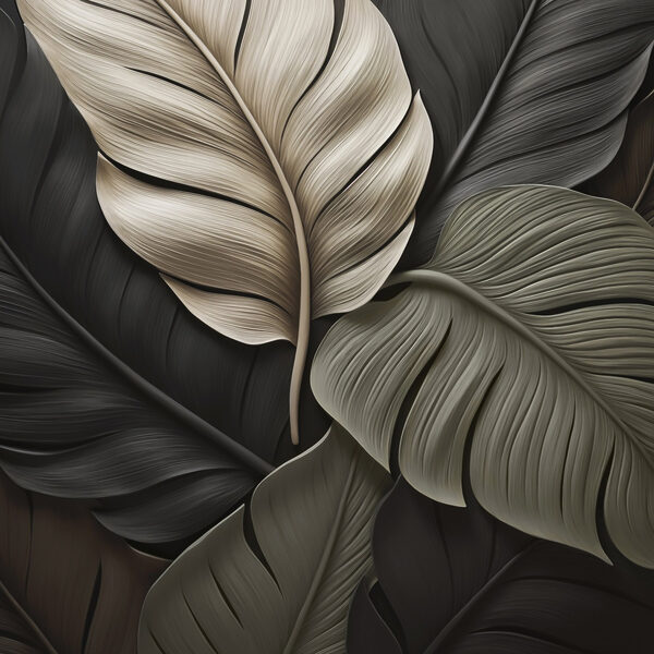 Group of black and white leaves