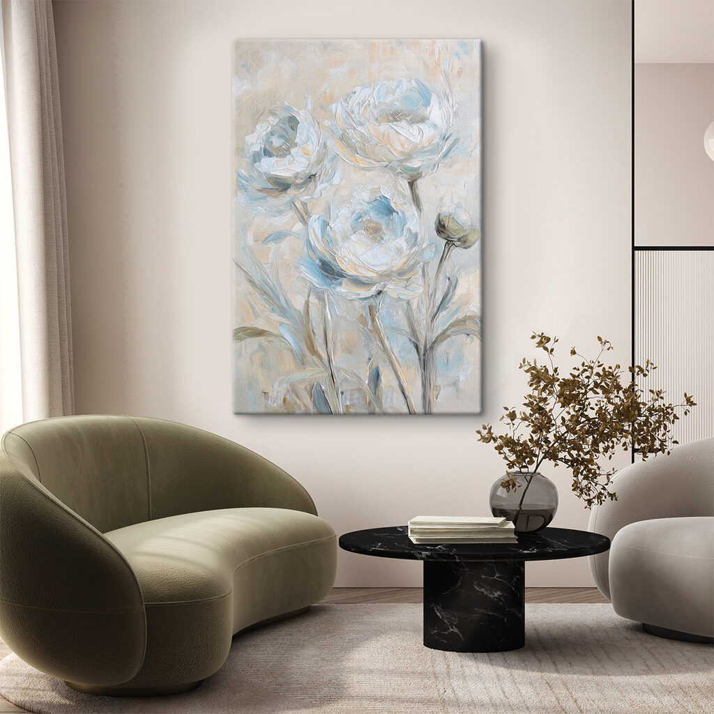 Painting of flowers on a white surface Painting of flowers on a white surface
