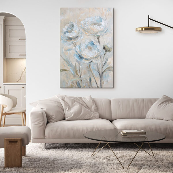 Painting of flowers on a white surface Painting of flowers on a white surface
