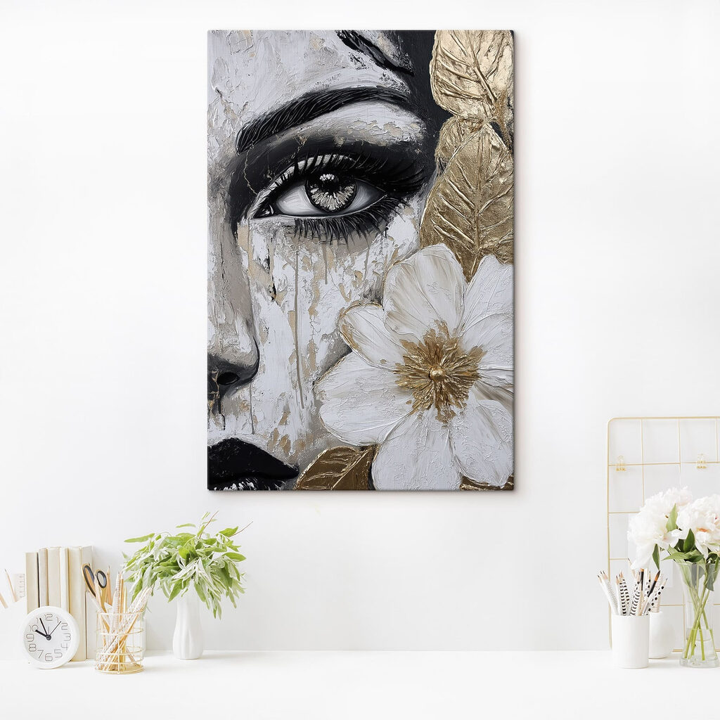 - Striking portrait with flower detail