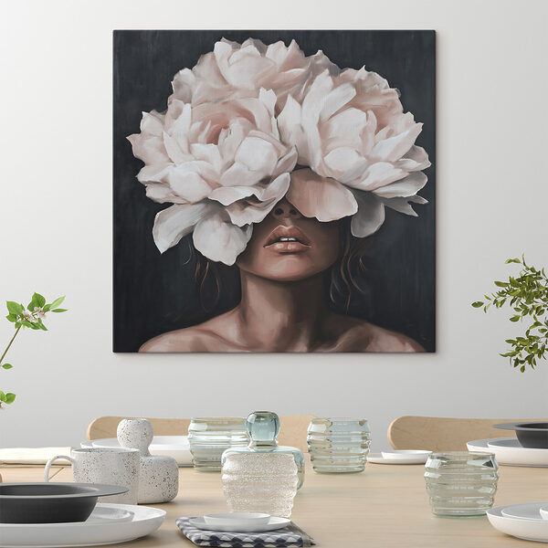 Painting of a woman with flowers on her head
