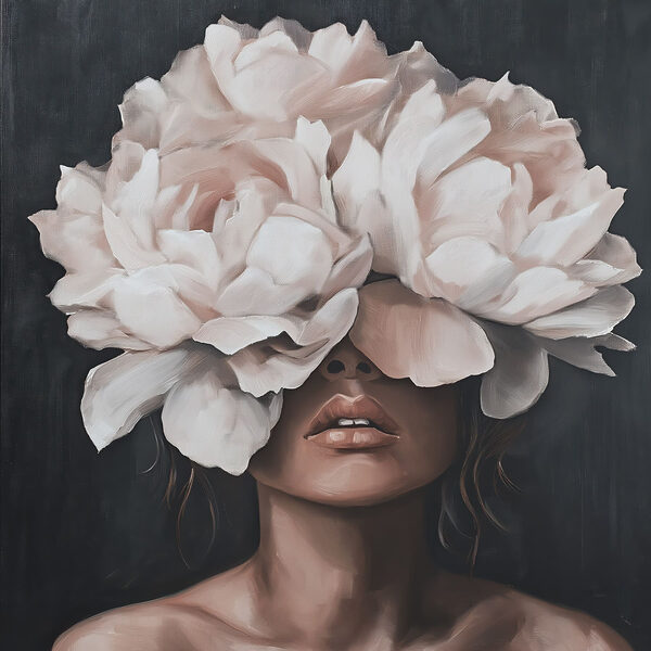 Painting of a woman with flowers on her head