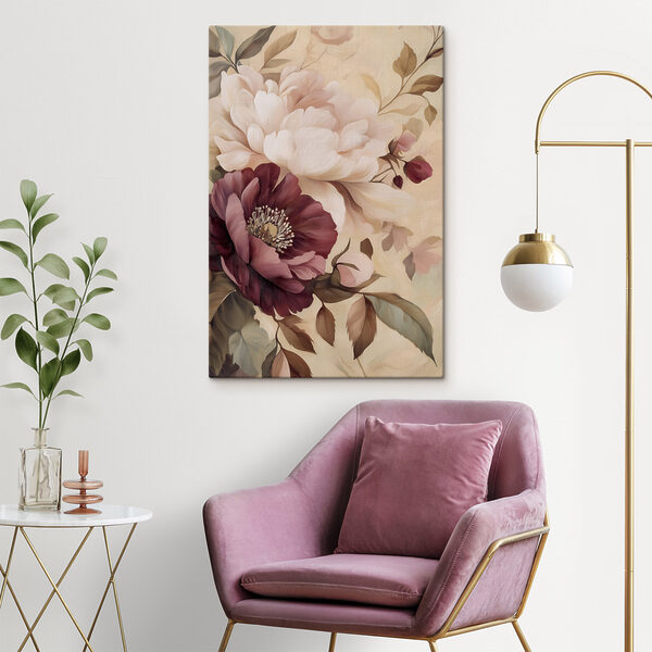 - Lush blooms in soft pastel hues
