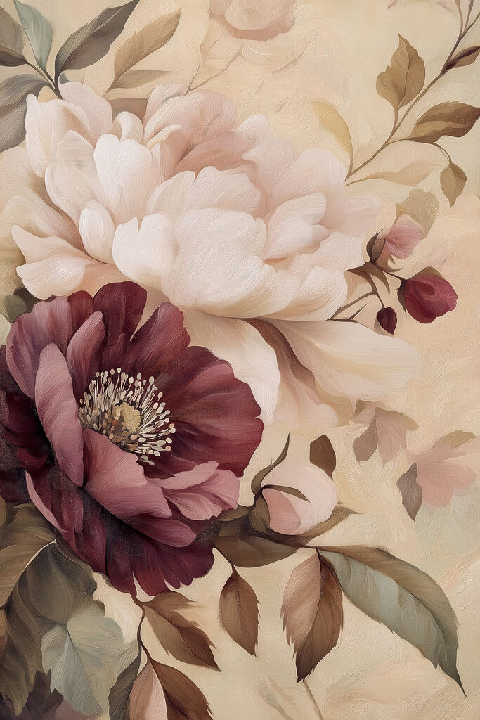 - Lush blooms in soft pastel hues