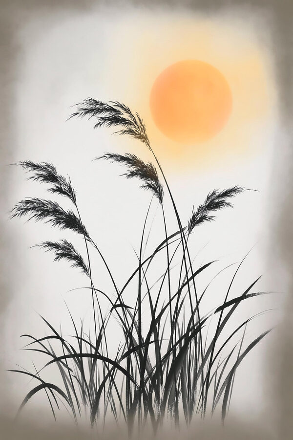 Silhouette of grass and the sun Silhouette of grass and the sun